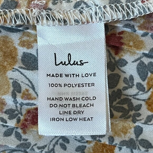 LULUS EXPRESS YOURSELF Butter Yellow Floral Print Satin Babydoll Mini Dress - M - Picture 11 of 12